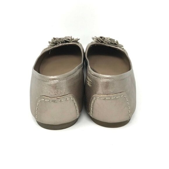 Ecco Ballet Flats Gold Metallic Slip On Leather 8 - Picture 5 of 8